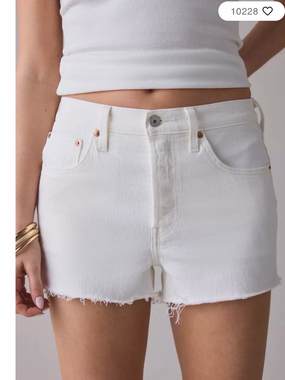 Levi's 501 White Distressed Cutoff Denim Shorts